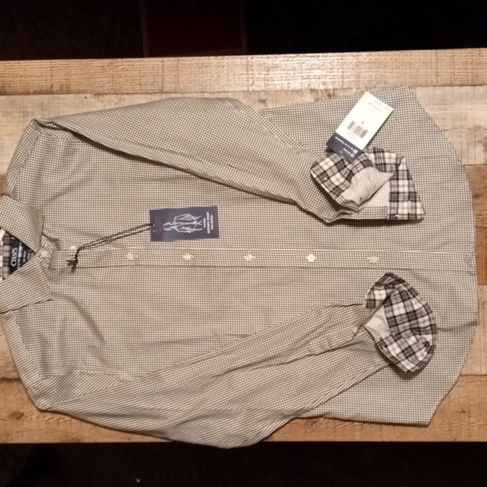 Chaps cream/black womens no iron dress shirt